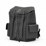 GUCCI рюкзак канва серая монограмма с клапаном и боковыми карманами