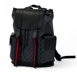 GUCCI рюкзак синяя канва с кожаным клапаном и боковыми карманами