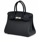 HERMES Birkin 30 см сумка черная кожа того серебро