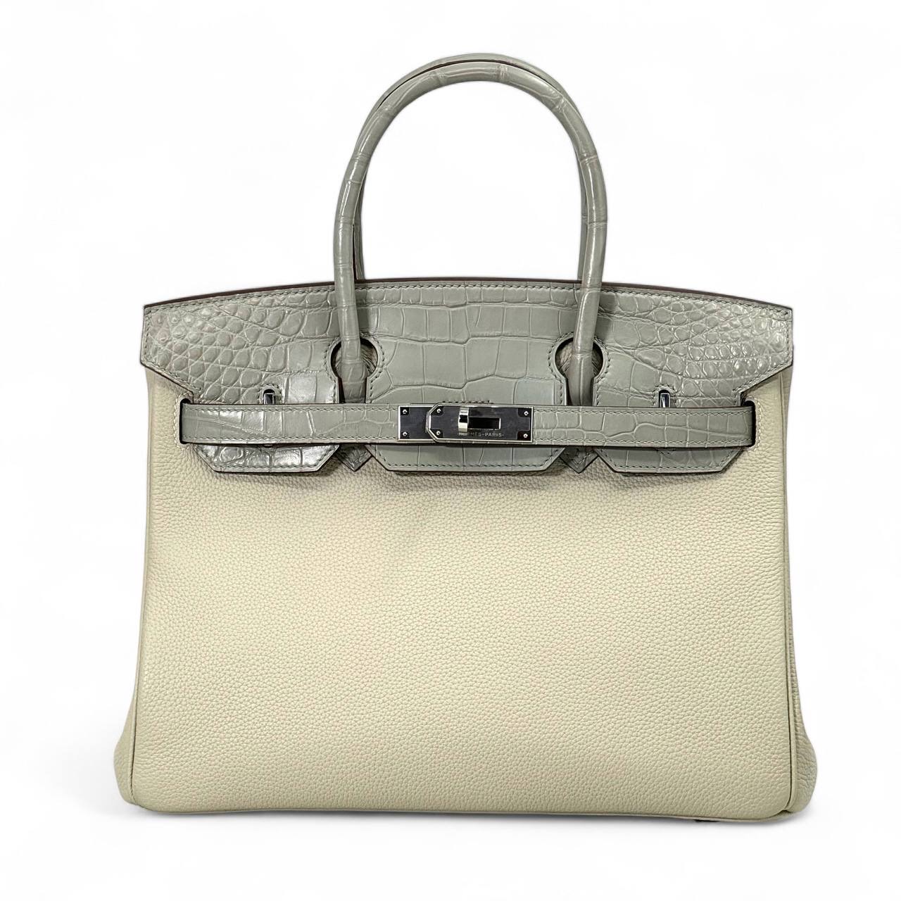 hermes-birkin-30sm-sumka-kombinirovannaya-seraya-kozha-togo-krok-serebro.jpg HERMES Birkin 30см сумка комбинированная серая кожа того-крок серебро — изображение 1