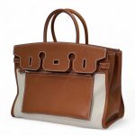 HERMES Birkin 35 см сумка вывернутая кэмел барения текстиль