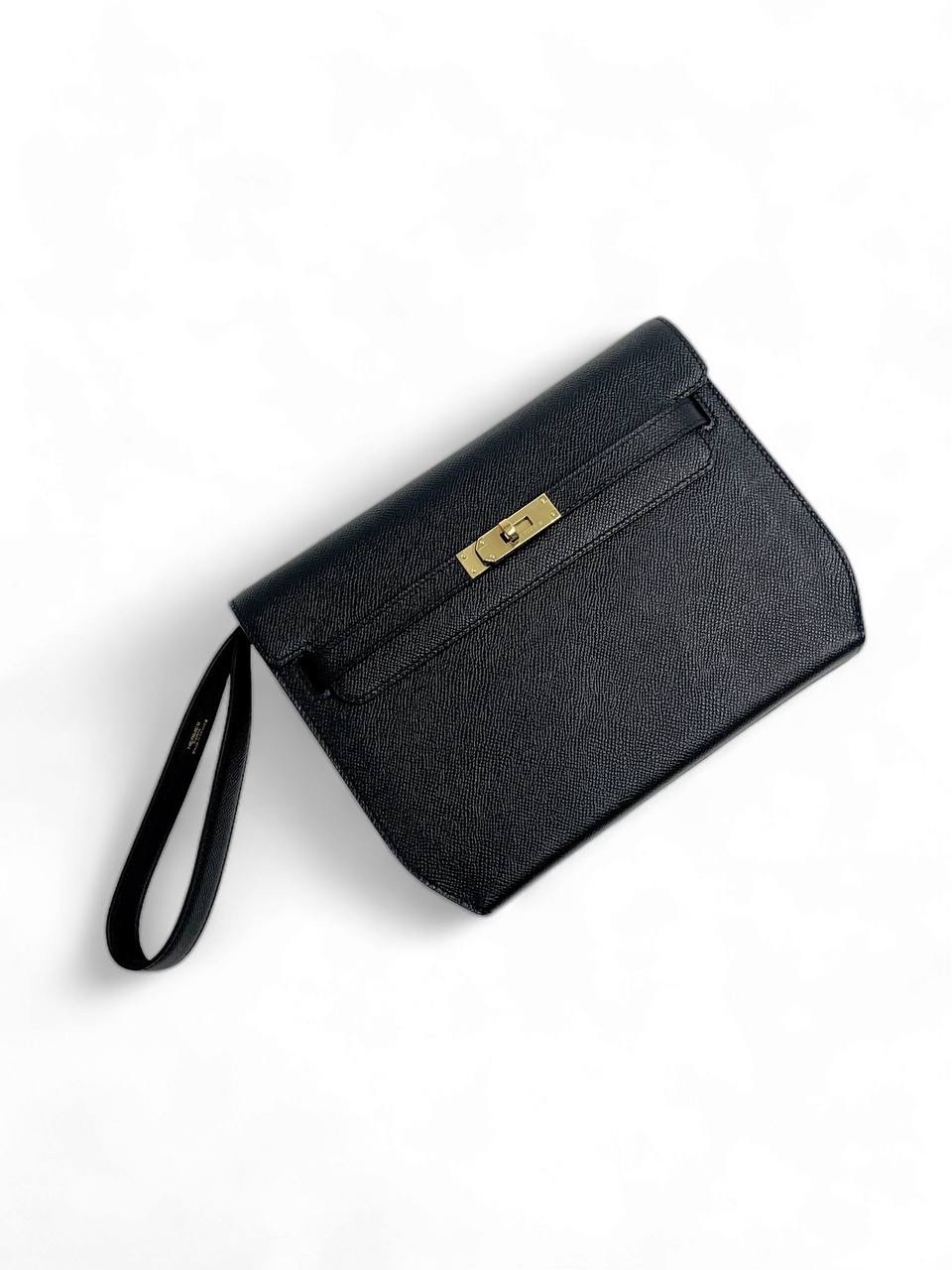 hermes-borsetka-s-dvumya-variantami-remeshkov-kozha-epsom-chernaya-zamok-kelly-zoloto.jpg HERMES борсетка с двумя вариантами ремешков кожа эпсом черная замок Kelly золото — изображение 1