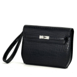 HERMES борсетка с двумя вариантами ремешков кожа крокодила черная замок Kelly