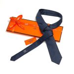 HERMES галстук темно-синий