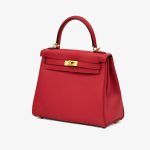 HERMES Kelly 25 см сумка красная кожа свифт золото