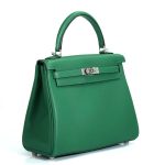 HERMES Kelly 25 см сумка зеленая кожа того серебро