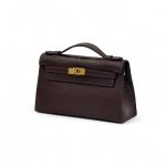 HERMES клатч POCHETTE 22 см коричневая кожа крокодила золото