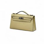 HERMES клатч POCHETTE 22 см желтая кожа крокодила серебро