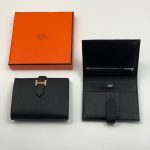 HERMES кошелек кожа Эпсом с хлястиком маленький черный фурнитура золото