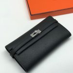 HERMES кошелек кожа Эпсом с клапаном большой черный