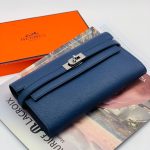 HERMES кошелек кожа Эпсом с клапаном большой синий