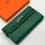 HERMES кошелек кожа Эпсом с клапаном большой зеленый
