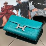 HERMES кошелек кожа крокодила с клапаном зеленый