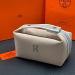 HERMES косметичка текстиль на молнии бежевая