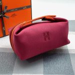 HERMES косметичка текстиль на молнии темно-розовая