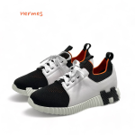 HERMES кроссовки белые из кожи с черным текстильным носком
