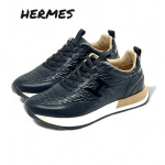 HERMES кроссовки черные с фирменным тиснением