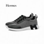 HERMES кроссовки серая замша на белой подошве