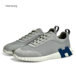 HERMES кроссовки серые с мембранной вставкой на белой подошве