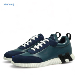 HERMES кроссовки зеленые кожа с замшей на белой подошвой