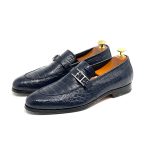 HERMES лоферы крокодил синие