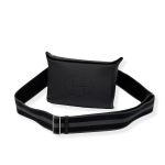 HERMES мессенджер конверт с перфорированной эмблемой бренда цвет черный ремень в полоску