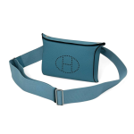 HERMES мессенджер кожа того с перфорированным логотипом голубого цвета