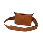 HERMES мессенджер кожа того с перфорированным логотипом оранжевого цвета