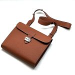 HERMES мессенджер кожа того темно-оранжевый с клапаном и застежкой тонкий