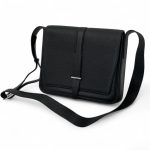 HERMES мессенджер с клапаном хлястик по середине черный