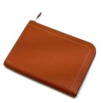 HERMES папка А5 кожа того темно-оранжевая с белой строчкой