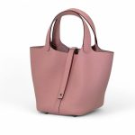 HERMES Picotin 18 см сумка розовая кожа того серебро