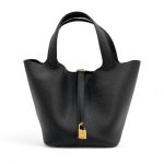 HERMES Picotin сумка 22 см черная кожа золото