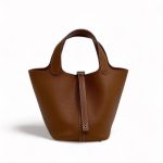 HERMES пикотин 18 см сумка коричневая серебро