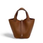 HERMES пикотин 18 см сумка коричневая золото