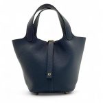 HERMES пикотин 18 см сумка синяя золото