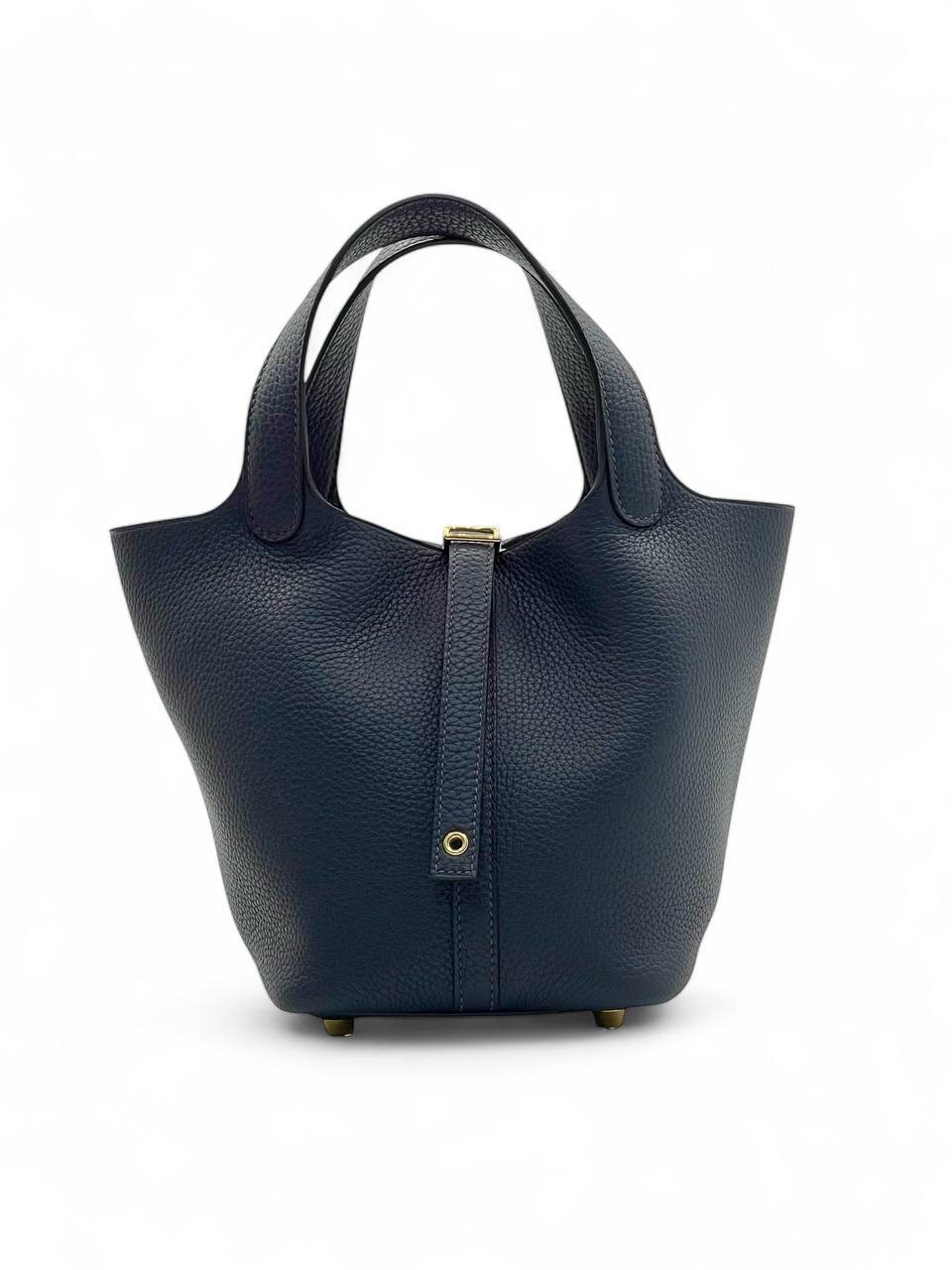 hermes-pikotin-18-sm-sumka-sinyaya-zoloto.jpg HERMES пикотин 18 см сумка синяя золото — изображение 1