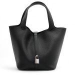 HERMES пикотин сумка 22 см черная кожа серебро