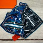 HERMES платок шелк черно-синий 2-х сторонний