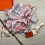 HERMES платок шелк красный сепия