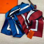 HERMES платок шелк синий 2-х сторонний