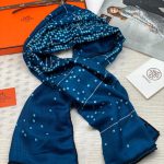 HERMES платок синий с голубой крапинкой