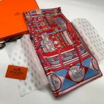 HERMES платок собаки красный