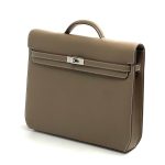 HERMES Портфель эпсом коричневый мягкий с клапаном с замком на двух лямках