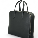 HERMES портфель кожа без плечевого ремня с глубокой молнией классический зернистая черная кожа