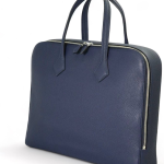 HERMES портфель кожа без плечевого ремня с глубокой молнией классический зернистая синяя кожа