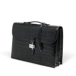 HERMES портфель кожа крокодила черный с клапаном и застежкой