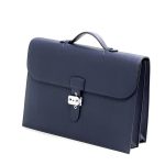 HERMES Портфель синий с клапаном и металлическим замком