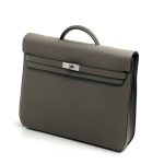 HERMES Портфель того графитовый мягкий с клапаном с замком на двух лямках Kelly