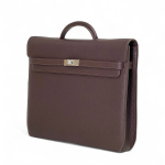 HERMES Портфель того коричневый магкий с клапаном с замком на двух лямках